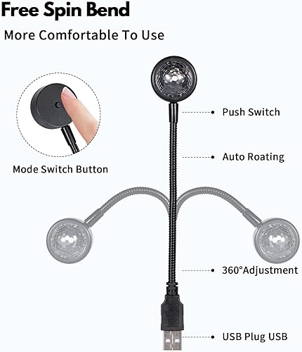 Miniatura 5 de Luces de techo para automóvil, proyector de estrella USB, luz nocturna, luces interiores ajustables para automóvil, luces LED portátiles de 4