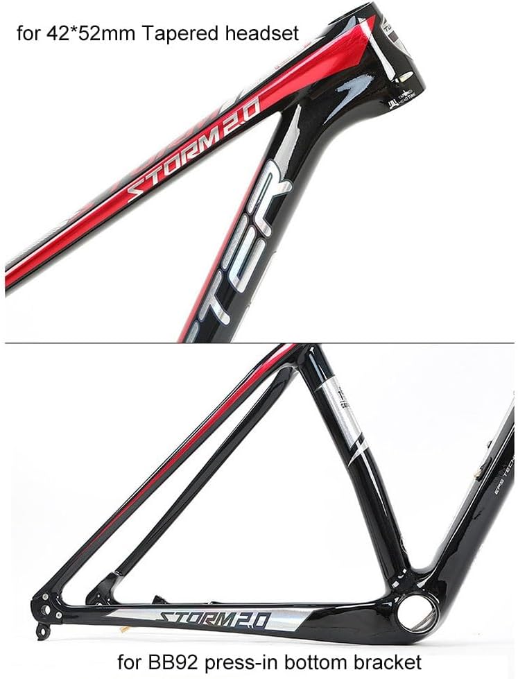 TUJISEK Carbon Fiber Mountain Bikes Frame 15''/17''/19'' 27.5 29er Mountain Bikes Frame Thru Axle 12 * 142mm Disc Brake XC Frame Lightweight Internal Routing