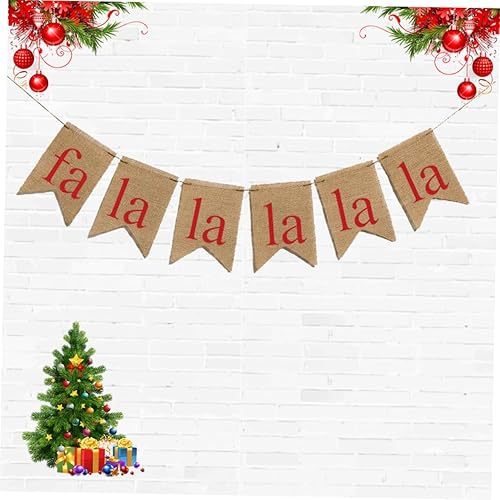 Miniatura 3 de EXCEART 3 guirnaldas para decoración del hogar, guirnalda colgante de arpillera, pancarta de fiesta de Navidad, guirnalda decorativa, guirnalda de