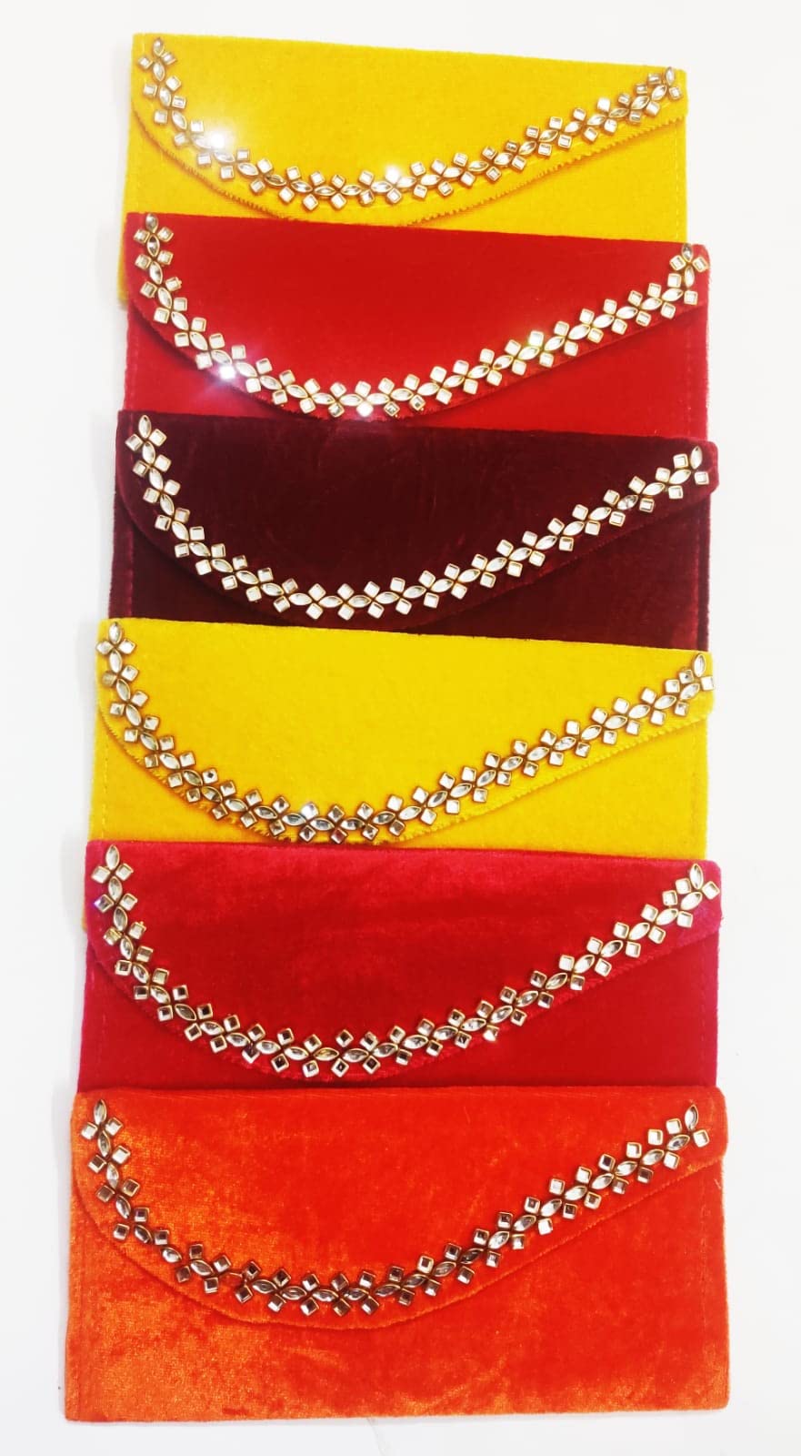 RJ Sales & Promotions Fancy Velvet fabric Kundan Shagun Envelopes (Pack of 6) (Pack of 6)