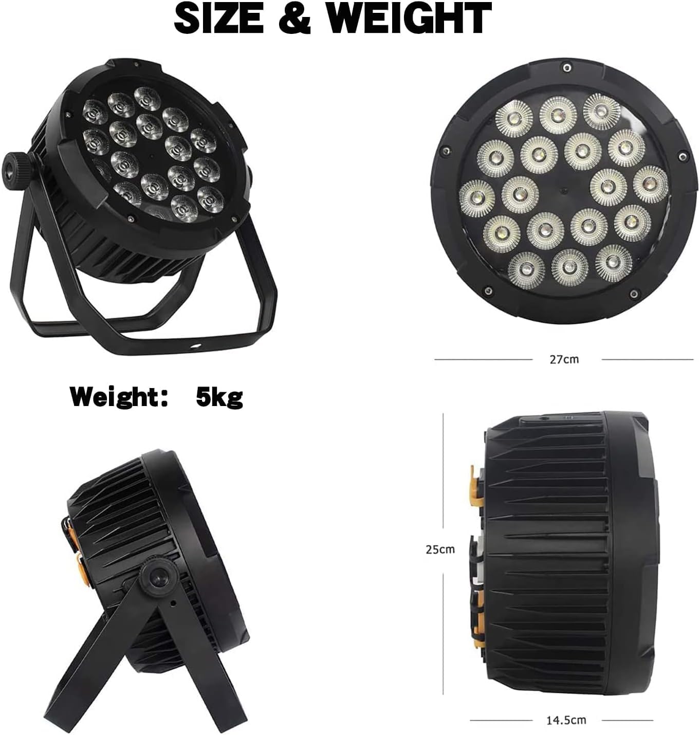 SHEHDS Par Luce IP65 Impermeabile Esterna LED 7x18W RGBWA+UV Stage Wash/Strobe Light DMX512 Suono Attivato Uplight Fanless Silenziato DJ per Natale Spettacolo Matrimonio
