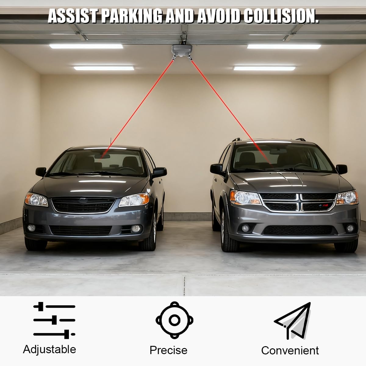 Car Parking Guide Assist Laser Sensor, 360 Degree Adjustable Dual Laser Assist Stop Light Distance Vehicle Parking Aid, Motion Activated Auto Stop Indicator Assistance, Universal Fit