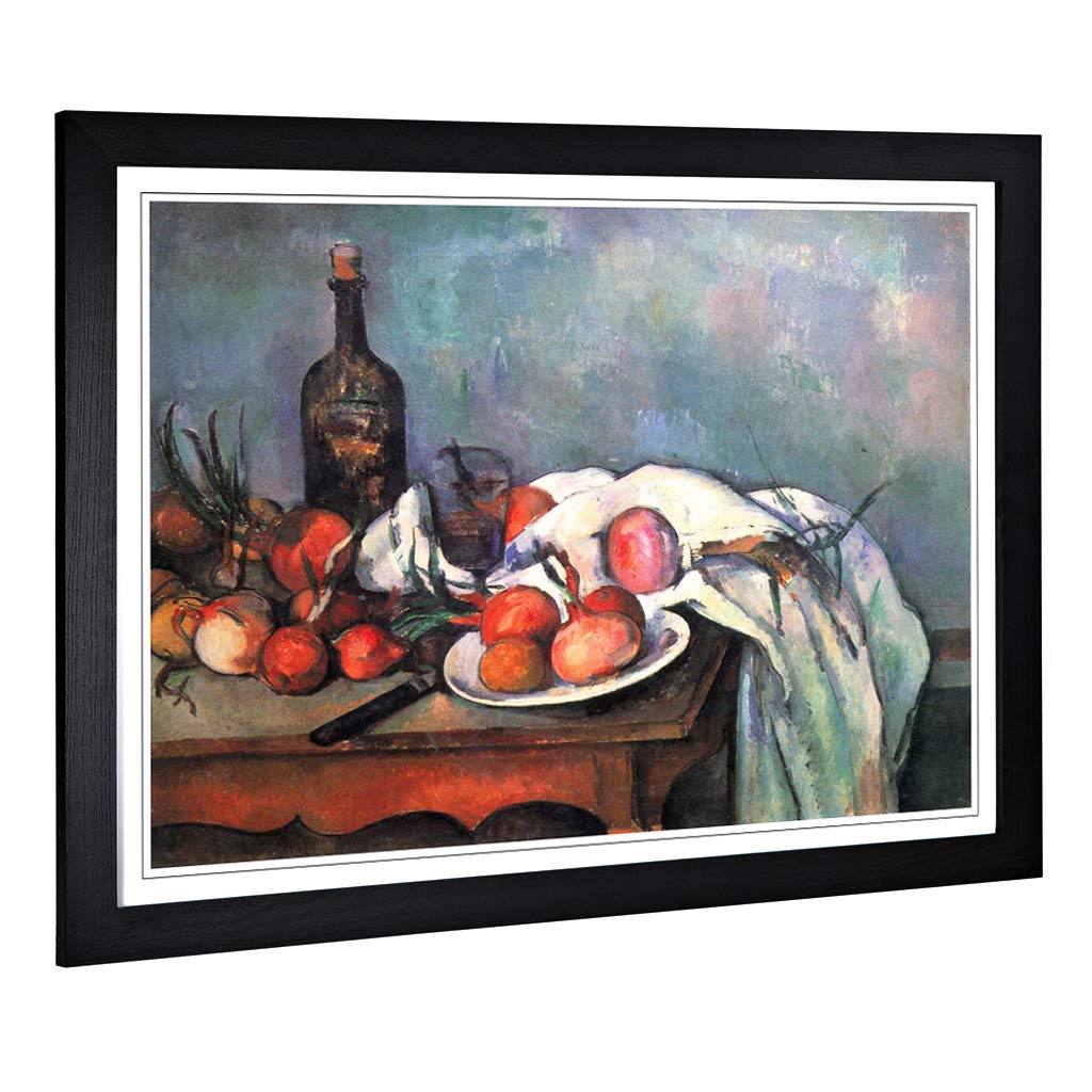 Big Box Art Framed Print of Paul Cezanne Still Life (13) Design | Wall Art Picture | Home Decor for Kitchen, Living, Dining Room, Bedroom, Hallway, Office, Black, A2 / 24.5x18 Inch / 62x45cm