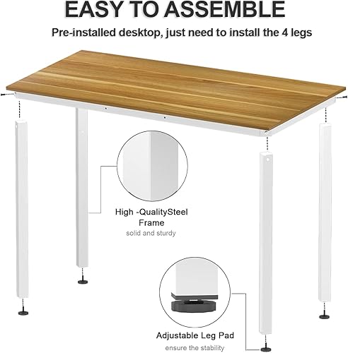 Miniatura 6 de WeeHom - Escritorio moderno para computadora, de oficina, grande, mesa de estudio, estación de trabajo para la oficina en casa