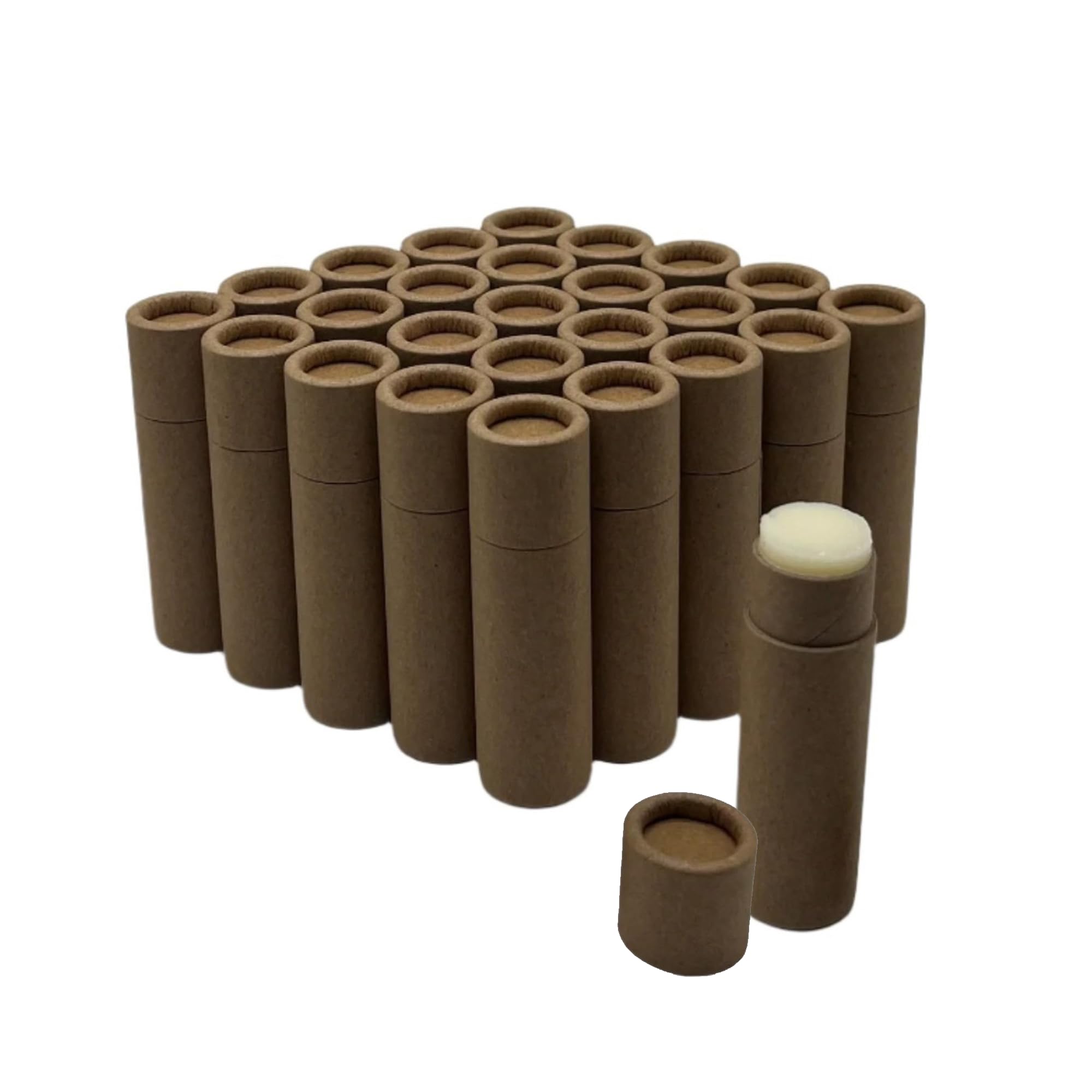 GreenWay 0 3oz 8 5g Kraft Paperboard Lip Balm Tubes with Lids - 25 Pack Lip Gloss Tubes