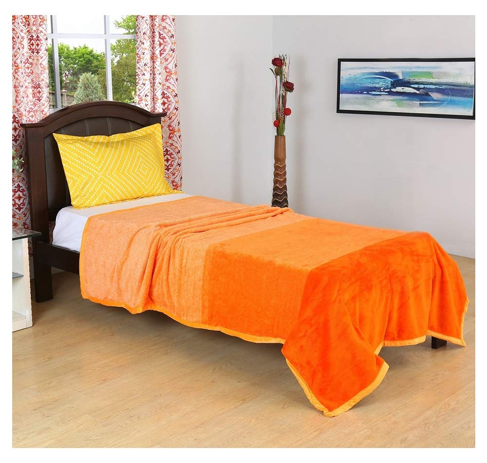 Buy home by Nilkamal Microfibre Single Blanket 59" x 88.5", Orange