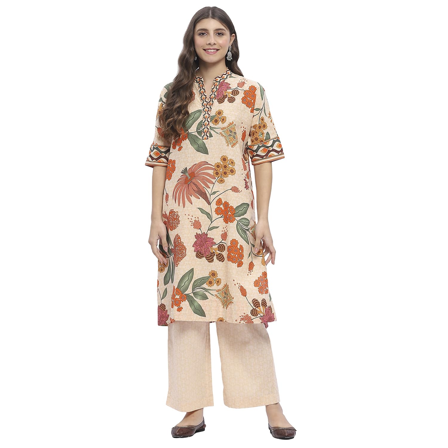 biba Women Cotton Blend Straight Printed Suit Set-picture-39
