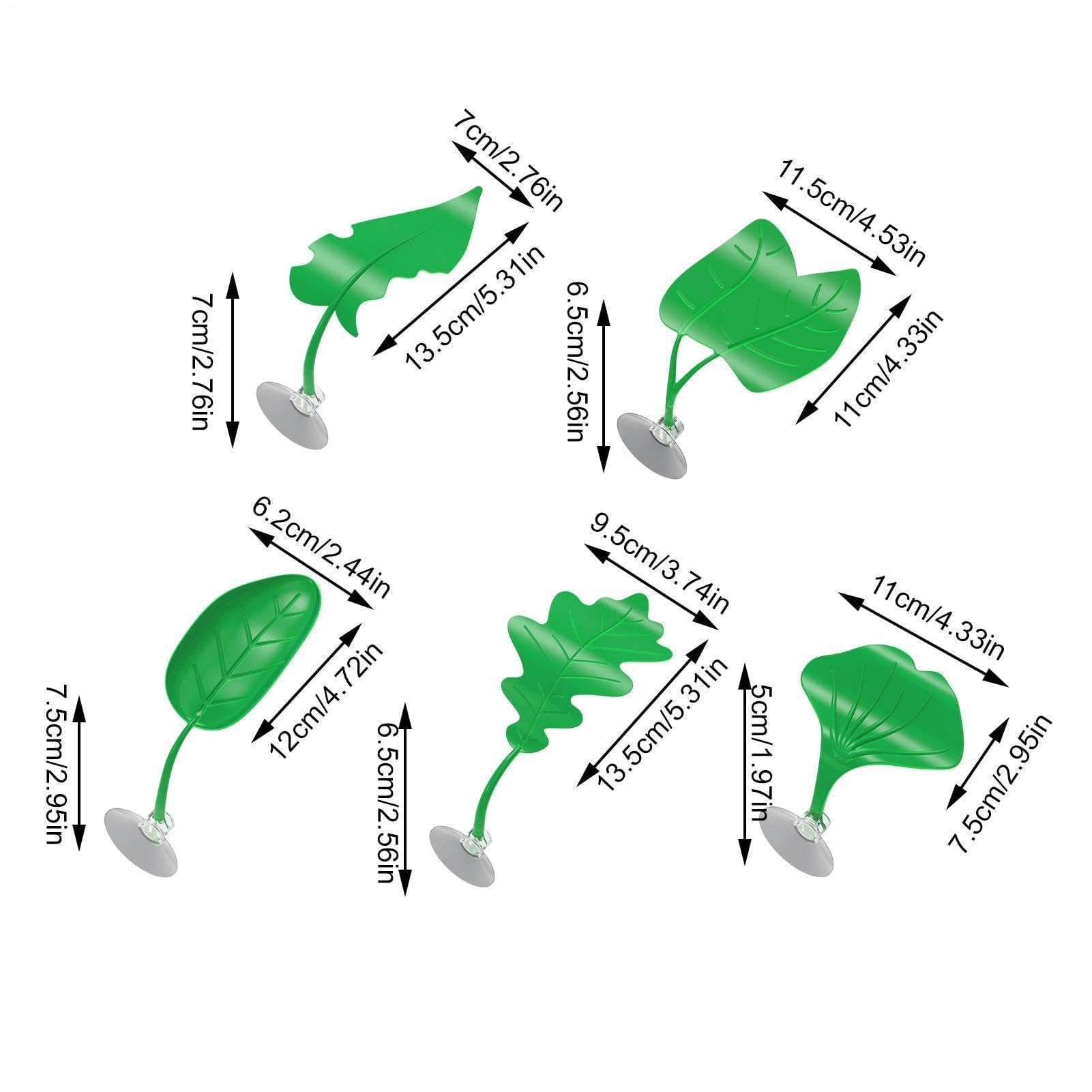 Lot de 5 décorations de terrarium artificielles en forme de feuilles pour rongeurs, lézards, petits animaux, utilisation en intérieur/extérieur