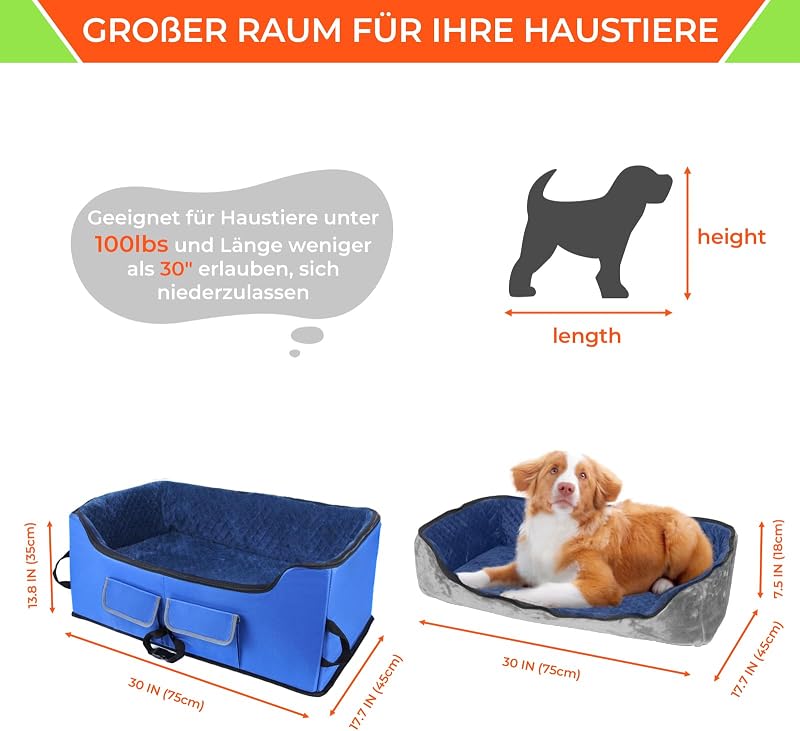 Babenest Kutya Autósülés Közepes Méretű Ebeknek - Kék, L-es Méret, Állítható Biztonsági Övrendszerrel, Utazáshoz