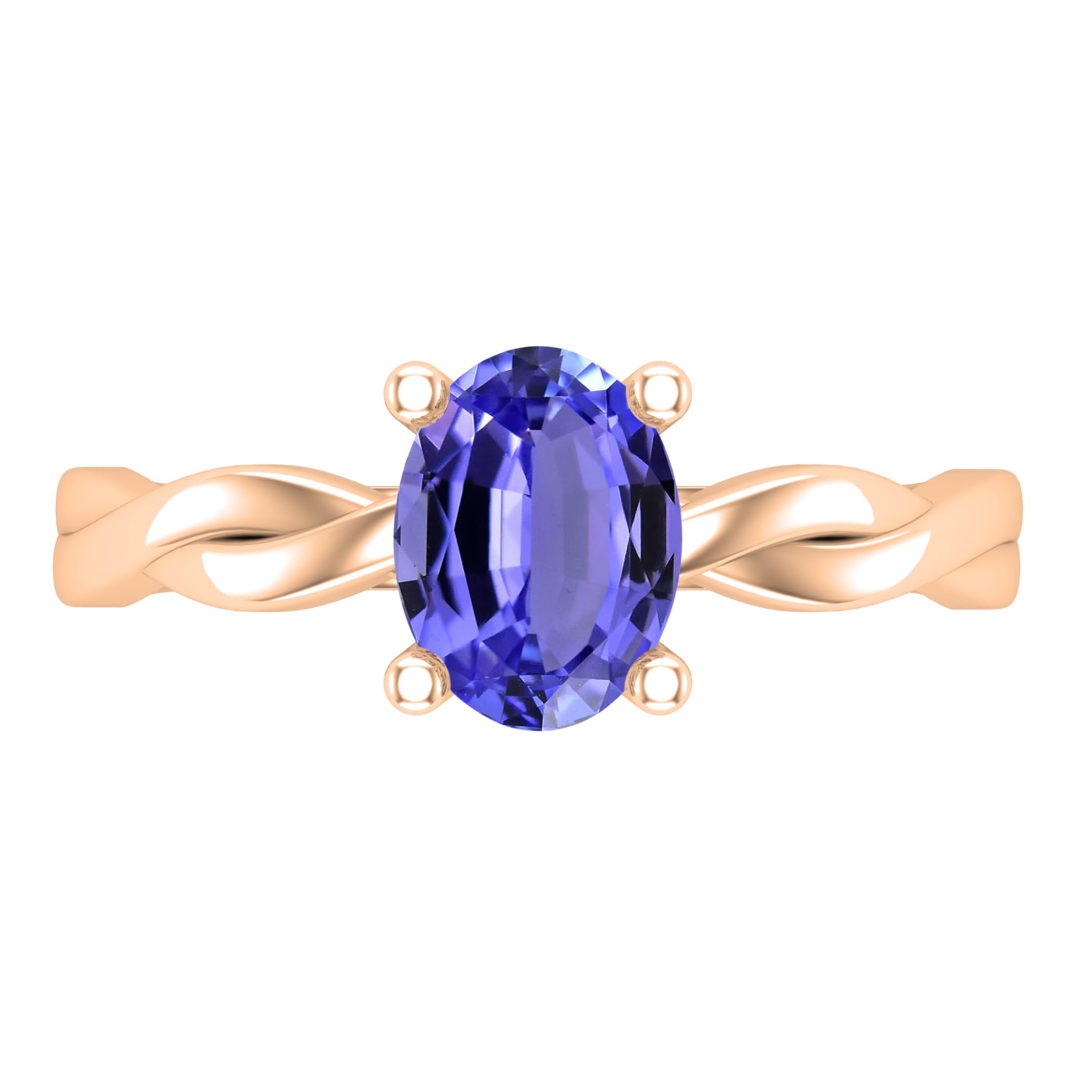 Dazzlingrock Collection Ovaler Tansanit-Solitär-Verlobungsring für Damen, 8 x 6 mm, aus massivem 18-karätigem Rotgold, Größe 5