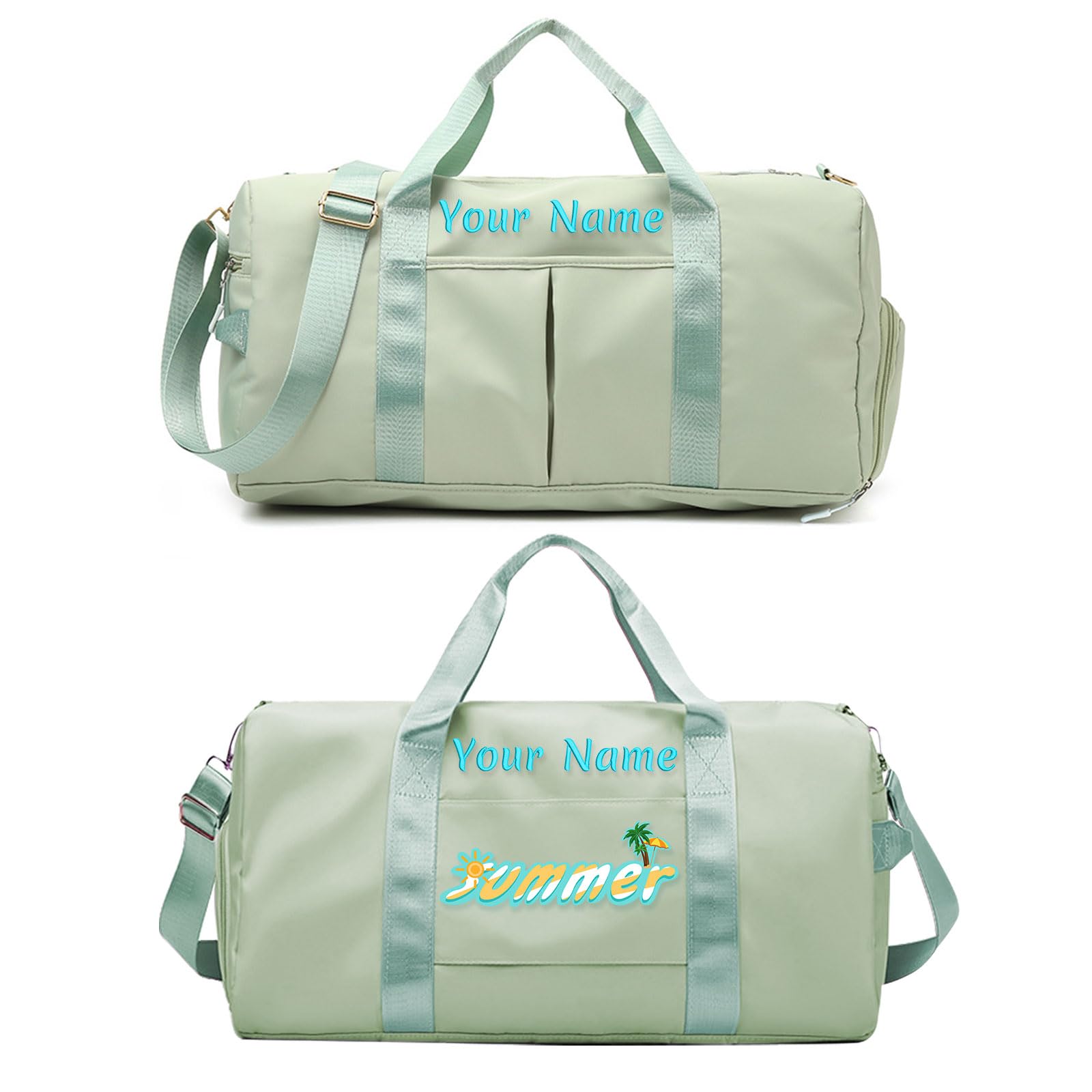 Personalized Duffle Bag with Photo Name Text, Customized Travel Bags with Wet Dry Pockets & Shoe Compartment, Custom Ballet Dance Sport Gym Bag for Women Girls