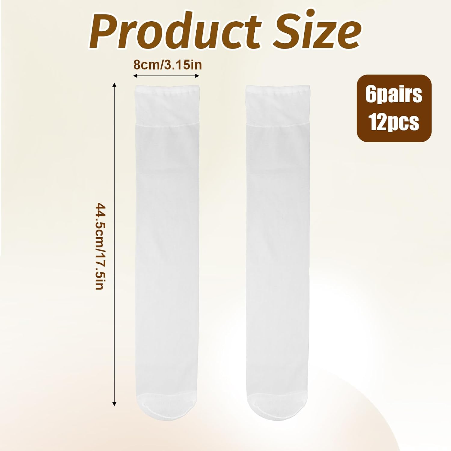 6 Pairs White Panty Hose Knee High, Knee High Nylons for Women | Sheer White Nylon Stockings for Work Uniform Dress Short Skirt, Formal or Daily Wear
