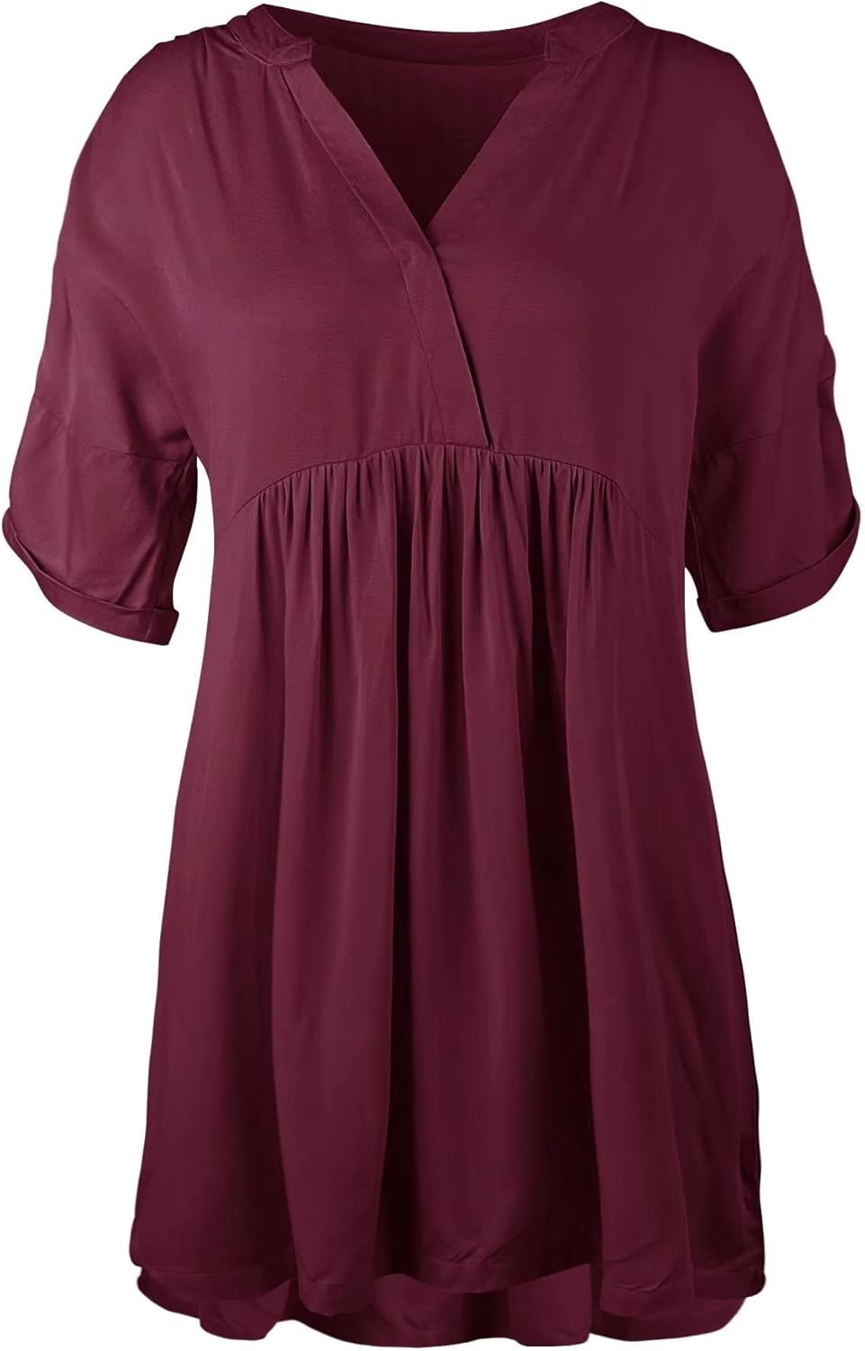 Minclouse Women's Babydoll Short Sleeve Tunic Dress V Neck Cute Casual Loose Dresses - Image 4