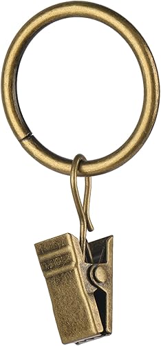 30 ganchos de cortina de latón antiguo para barra de cortina, este pequeño anillo de cortina con ganchos de clips se adapta a paneles de cortinas de