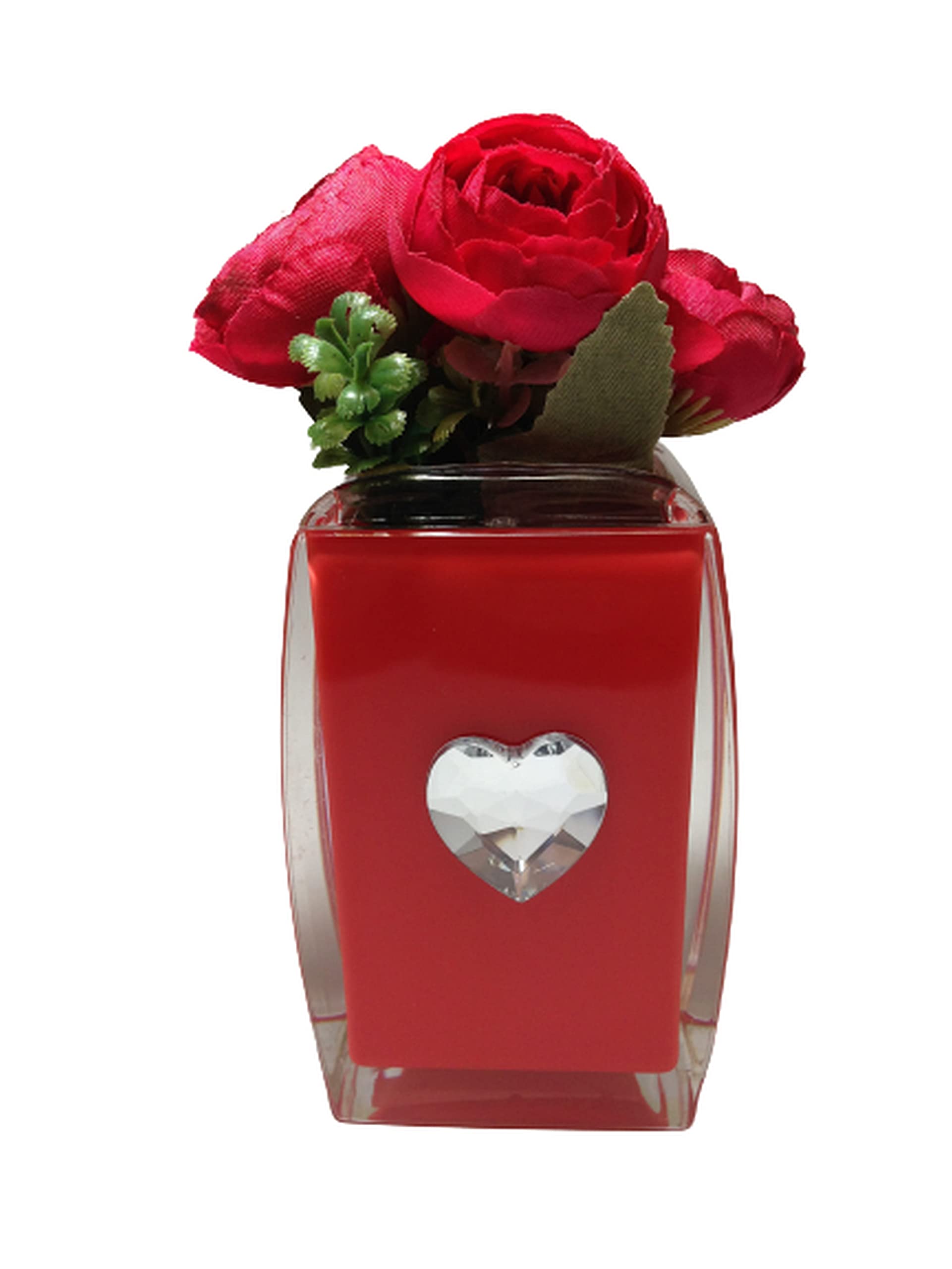 Red Rose Artificial Flower Mini Vase 20cm