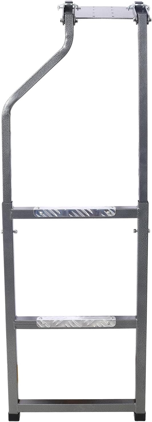 Pickup Truck Tailgate Ladder - Universal Fit, Stainless Steel Self Drilling Hex Screws for Easy Install, Durable Aluminum Step Grip Plates, and Sturdy Rubber Ladder Feet