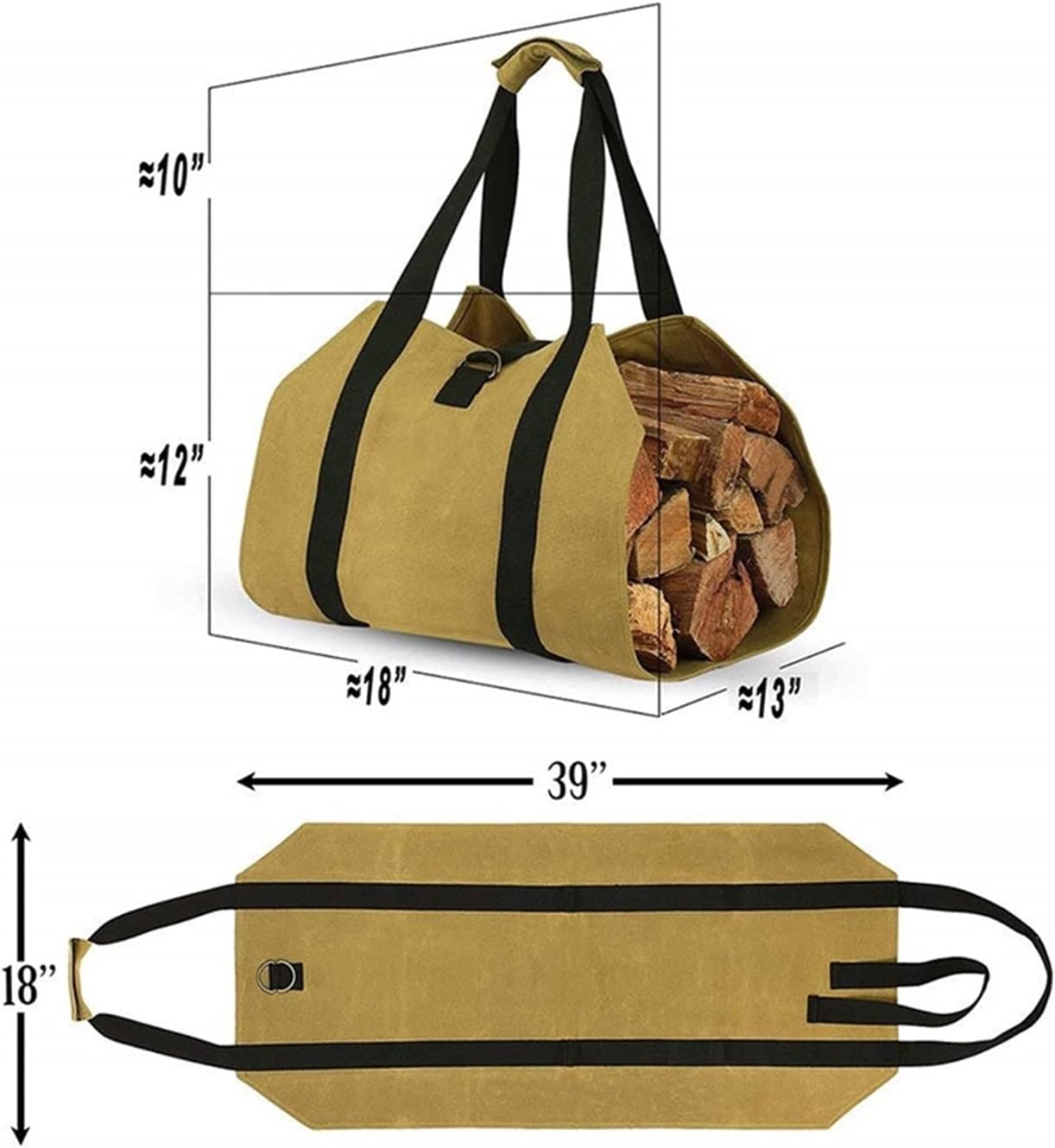 GRFIT Log Carrier for Firewood Firewood Storage Bag Canvas Outdoor Camping Wood Log Carrier Match Bag Package Outdoor Tote Firewood Holder (Color : 01)