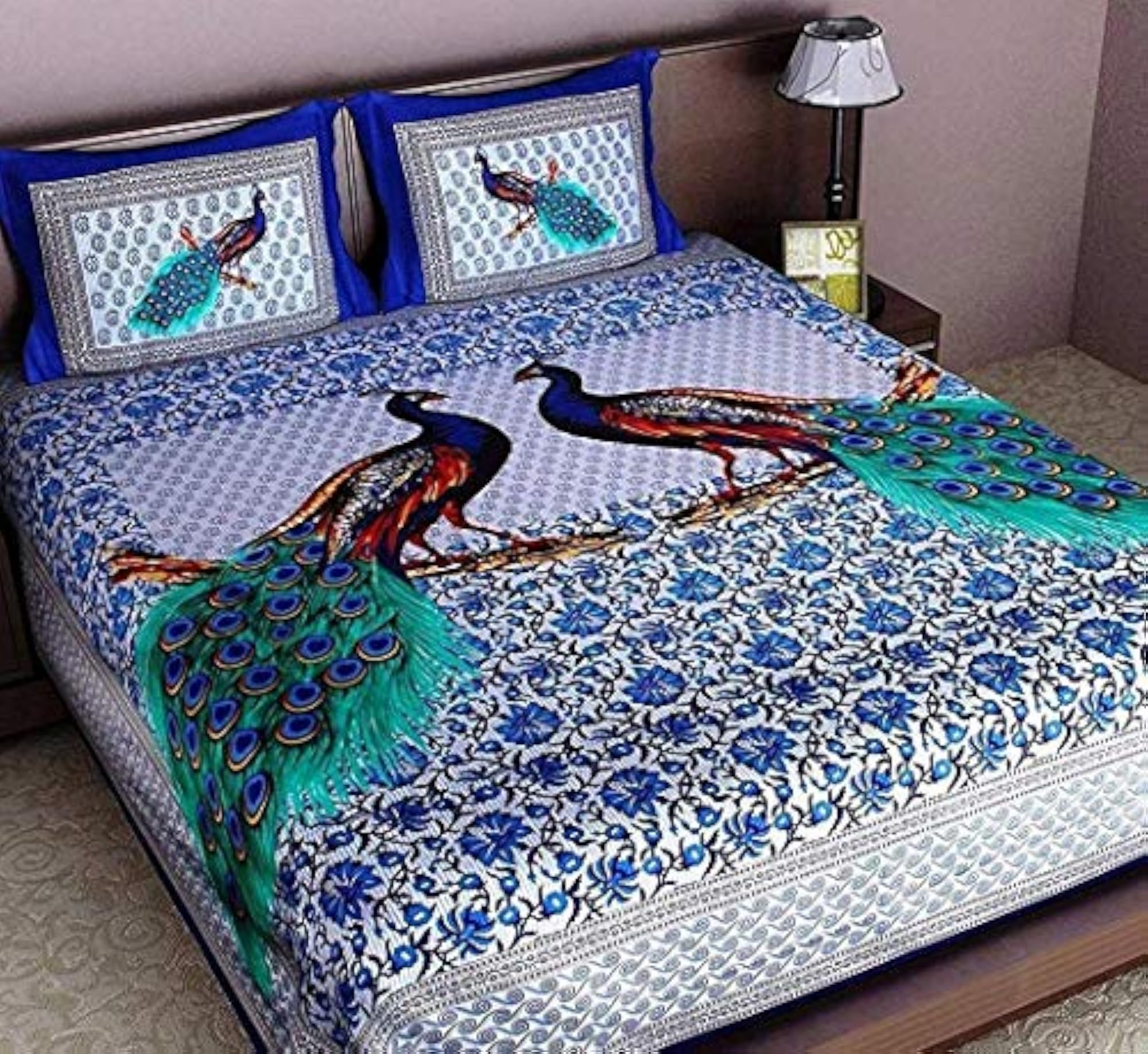 180 TC Cotton Comfort Rajasthani Jaipuri Traditional Floral Pattern Bedsheet