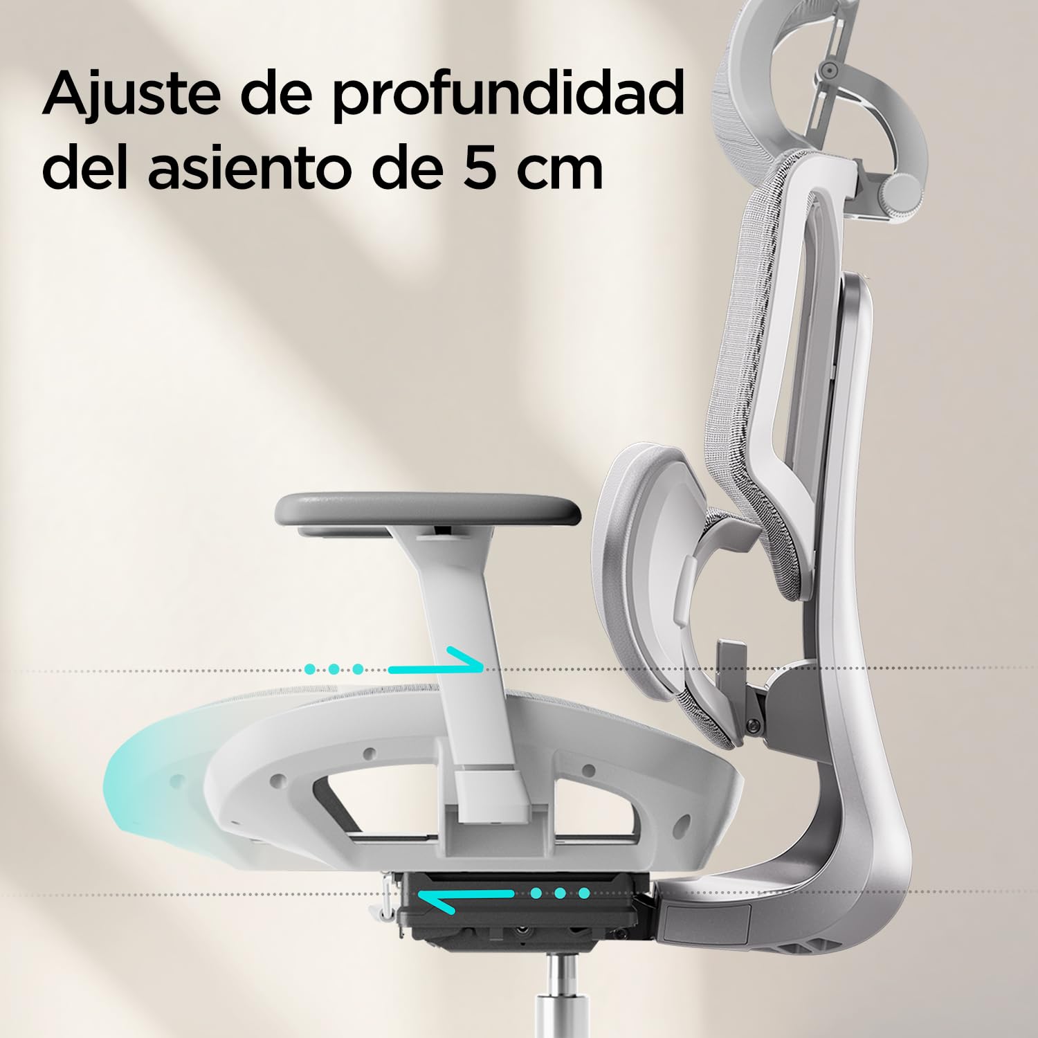 Hbada E3 Air Silla de Oficina Ergonomica - Soporte Lumbar Dinámico de 3 Zonas, Reposacabezas 3D y Brazos 4D, Silla Ergonomica Escritorio Sin Pedales (Gris)
