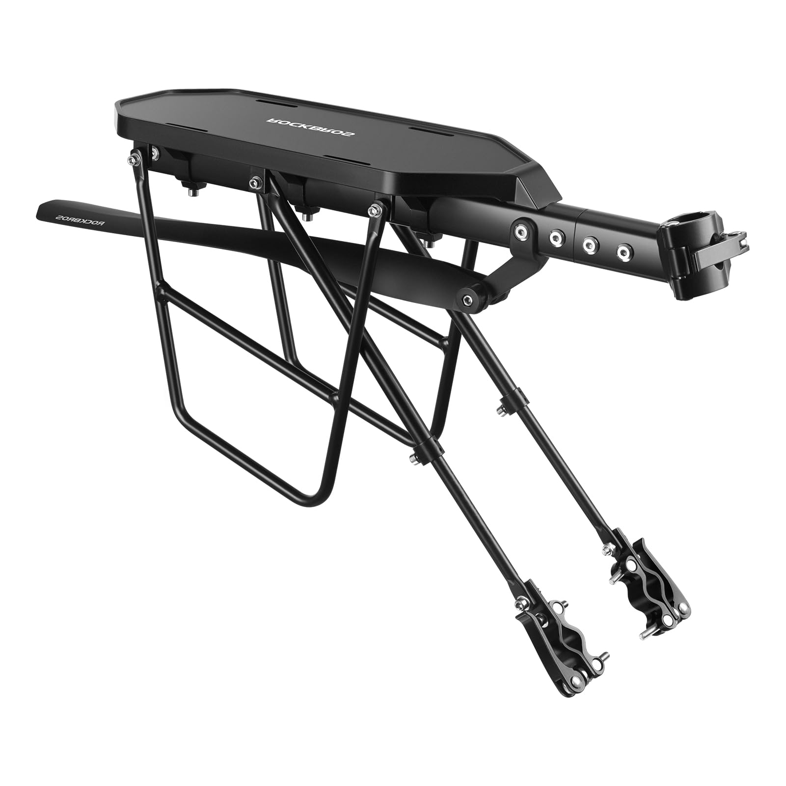 ROCKBROS Portapacchi Bici Posteriore, con Parafango Regolabile, in Lega di Alluminio, Portabagagli Cargo a Sgancio Rapido, per MTB e Bici da Strada