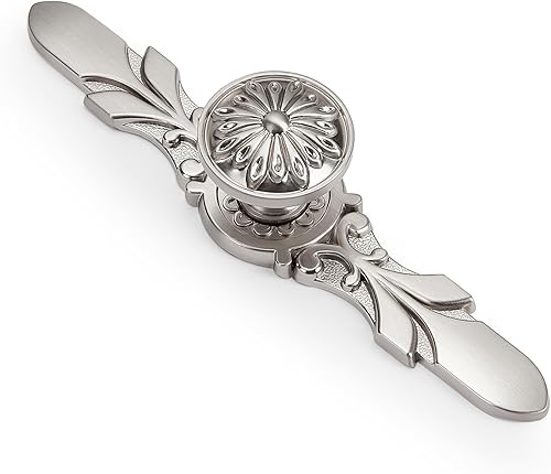 Miniatura 2 de Aandxomk - Juego de 10 pomos de níquel cepillado de 5.8 pulgadas con placas, gabinete de cocina de 5.8 pulgadas, pomos de flores y puerta de armario