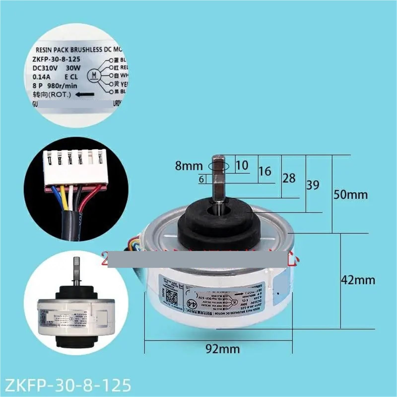 1 stücke Inverter Klimaanlage Innen Einheit ZKFP-30-8-125 DC310V 30W DC Fan Bürstenlosen Motor Klimaanlage Teile