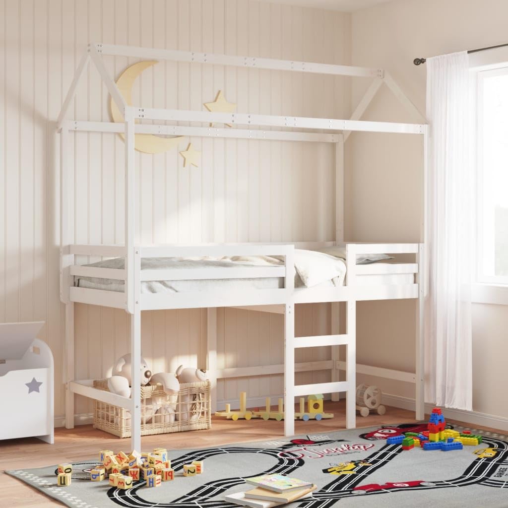 Techo de cama infantil de madera pino blanco para transformar habitaciones aburridas en refugios