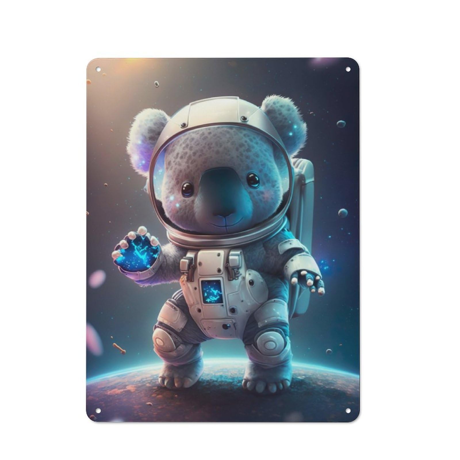 Junmoney Astronaut Space Koala Bear Tin Sign 40X30cm For Living Room Wall, Rustic Wall Decor, For Living Room Decor Lovers