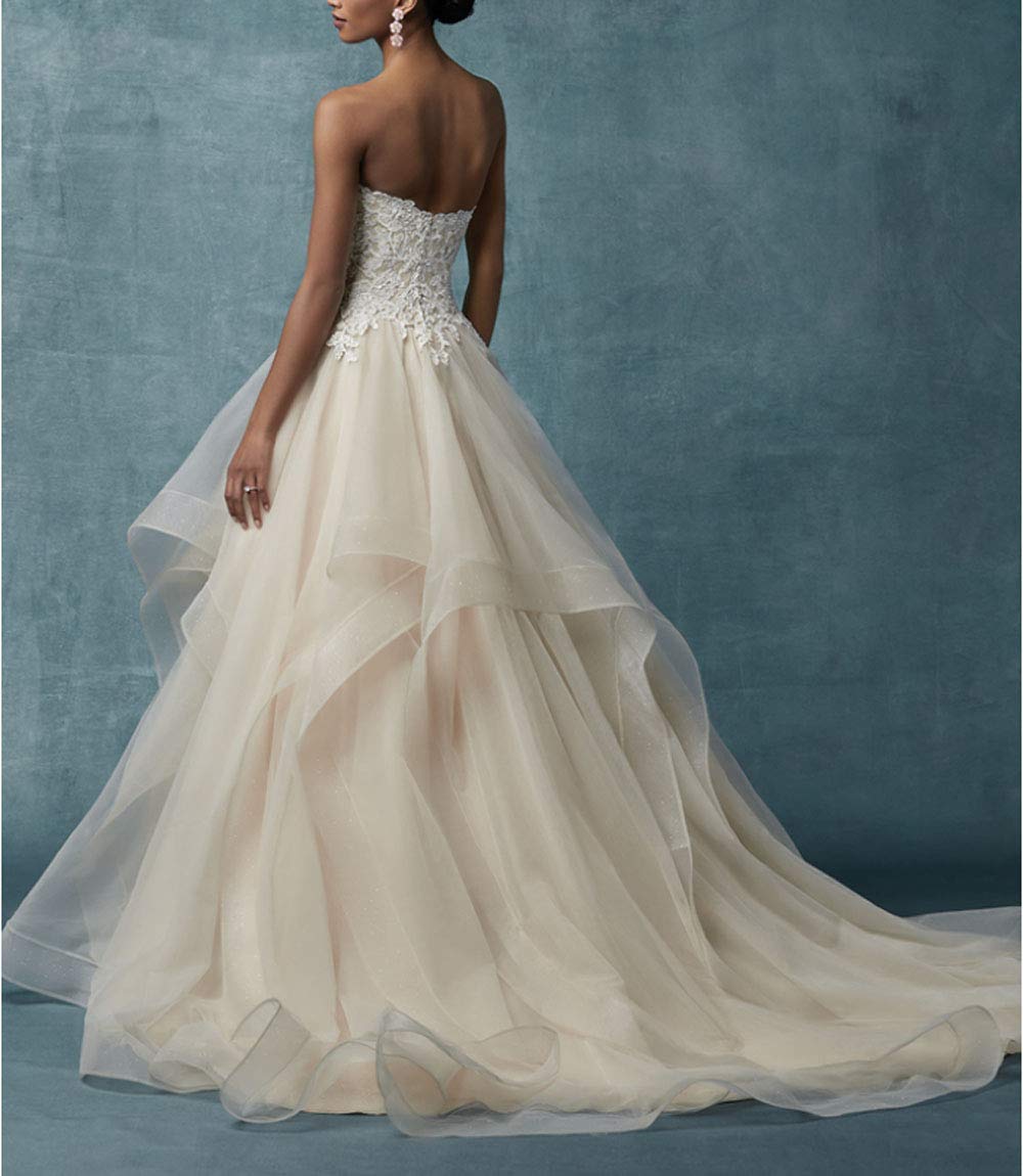 Vestido de Noche de Tul sin Tirantes a con Hombros Dulces, Blanco, 56