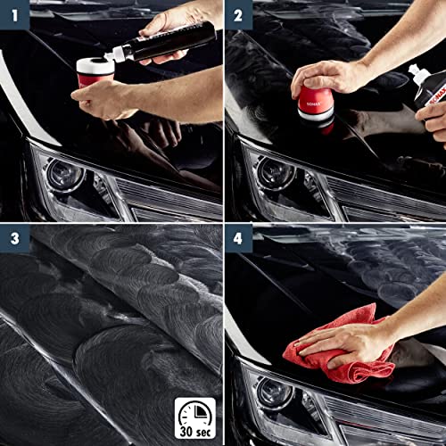 SONAX Polish+Wax Color schwarz (250 ml) Mittelstarke Politur für neuwertige und leicht matte Lacke...