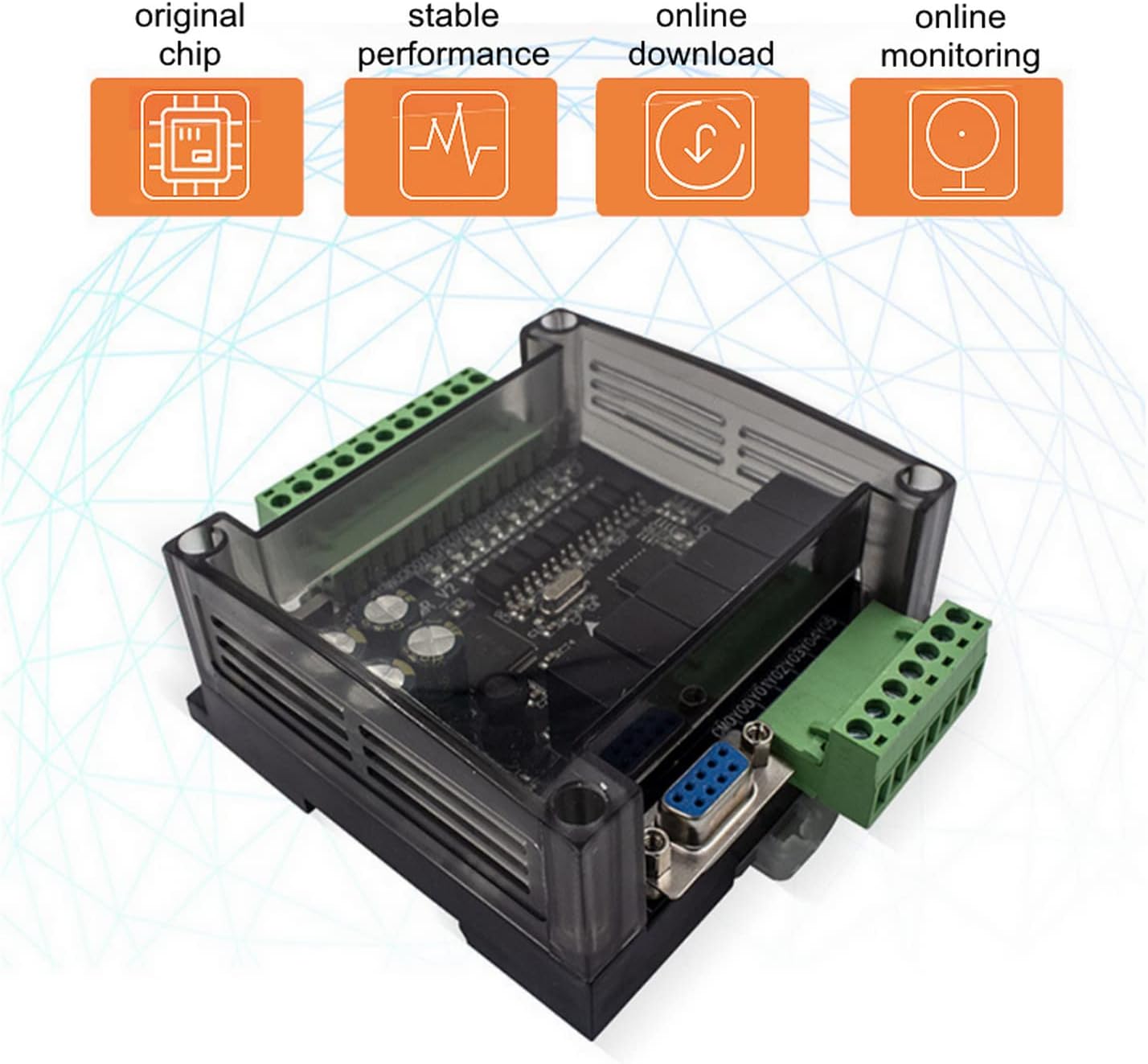 FX1N-14MR Industrial Control Board PLC,DC24V,Programmable Logic Controller Relay Output,Supports for GX-Developer, GX-work2,HMI Connection.