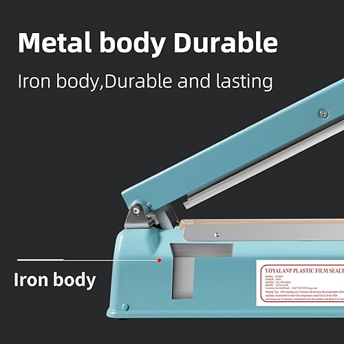 Miniatura 3 de Cuerpo de metal, sellador térmico por impulso, sellador manual de bolsas, máquina de sellado térmico de 8 pulgadas, máquina selladora de impulsos