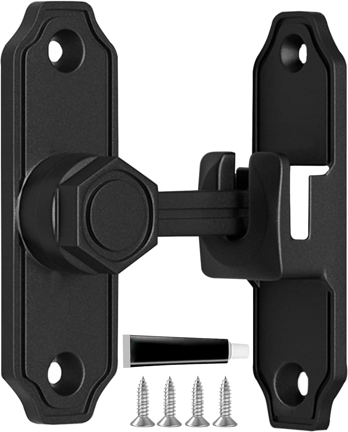 Sliding Barn Latch, Heavy Duty Door Lock, 3.15x2.56x0.16in Hook with Secure Bolts, Screen Door Hardware, Gate Lock with Sturdy Steel Design, Security Latch for Garage Barn