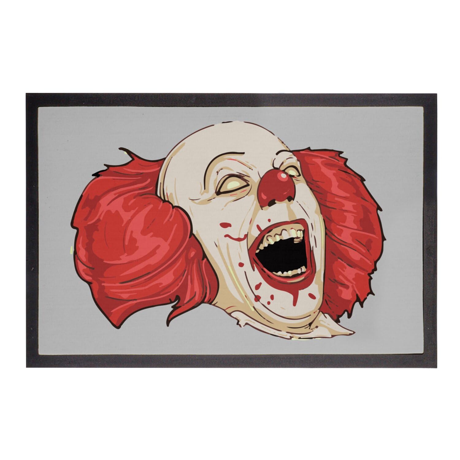 Paillasson gris grand format 75x50cm imprimé clown monstre horreur haute définition