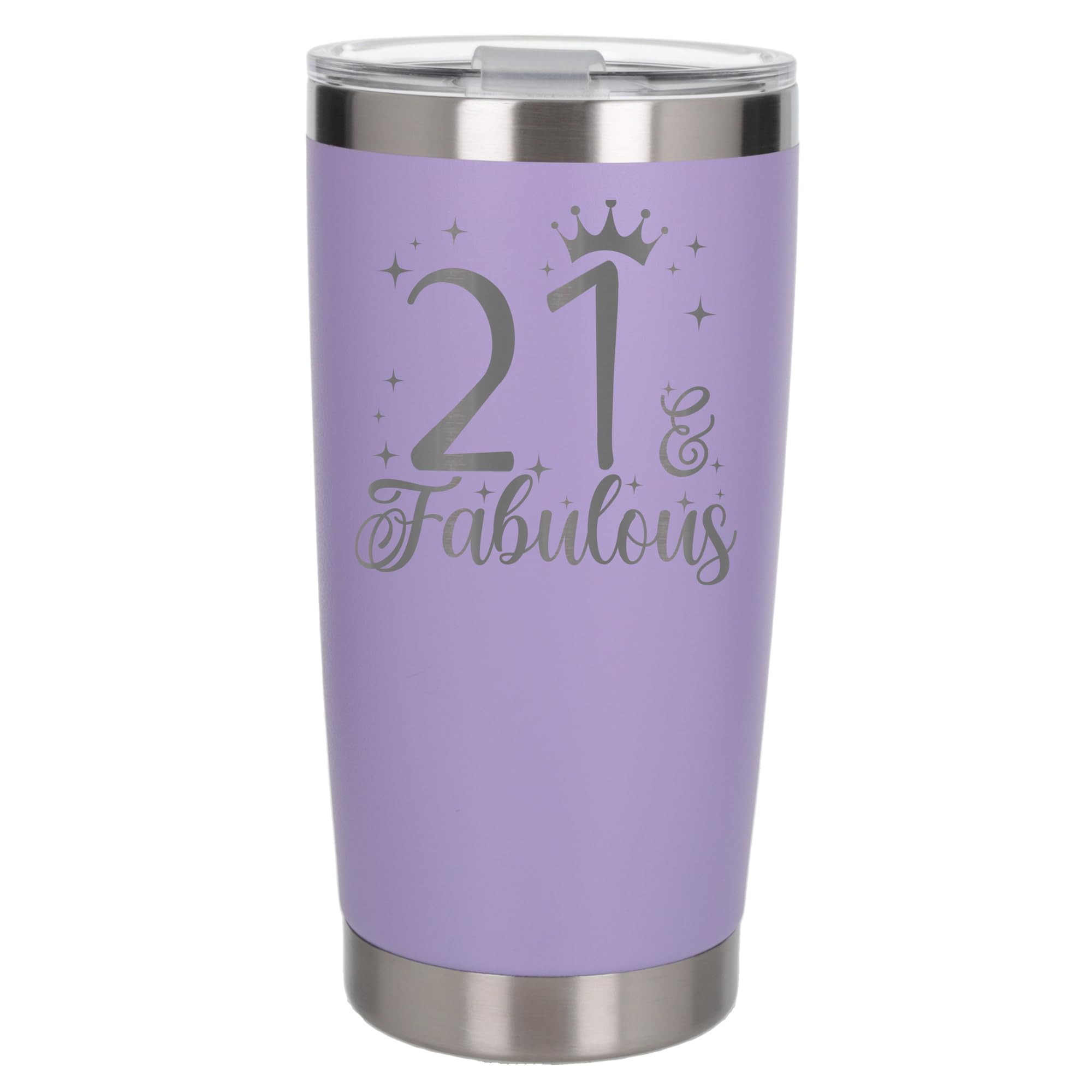 Always Looking Good 21st Birthday Gift 21 & Fabulous Engraved Insulated Travel Mug Gift for Her Present for 21 Year Old Lavender Thermal Coffee Flask Travel Mugs with Lids