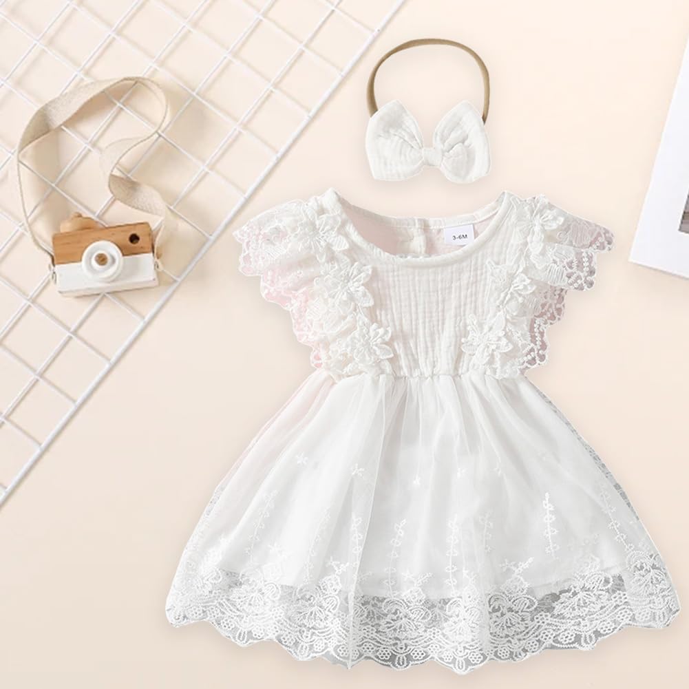 knee length dresses for ladies Girls' White Lace Eyelet Dress main image 0