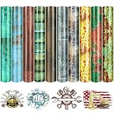 Tintnut Rusty Heat Transfer Vinyl - 10 Sheets 10x12 Inch HTV Scratched Distressed Overlay Effect Iro