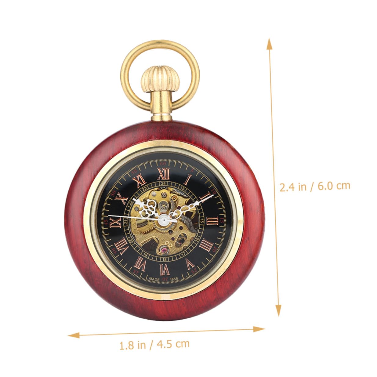 Reloj de Bolsillo Vintage Cadena, Diseño Mecánico Antiguo en Aleación y Madera, Fácil de Llevar para Uso Diario y Ocasiones Obsequios