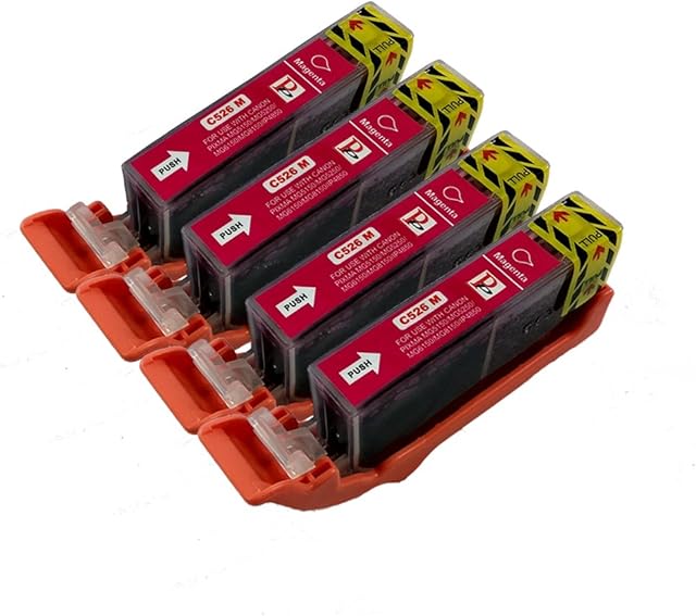 4 Magenta PerfectPrint Compatible Ink Cartridge Replace CLI-526 for Canon Pixma iP4850 iP4950 iX6550 MG5150 MG5250 MG5300 MG5320 MG5350 MG6150 MG6250 MG8150 MG8170 MG8220 MG8250 MX715 MX885 MX895 Printers