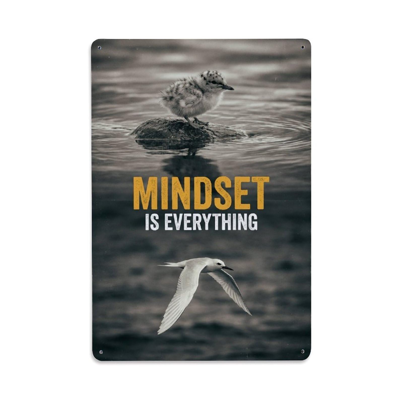 Olhnbad Style Tern Bird Mindset Is Everything Motivational Quote Metal Tin Sign