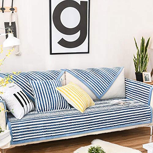 Zpee Soft Plush Knitted Stripe Sectional Sofa Covers, Nordic Multi Color Thick Sofa Slipcover Non Slip Non-Pilling For Sofa Couch Loveseat-Blue 110X240Cm #TOP1