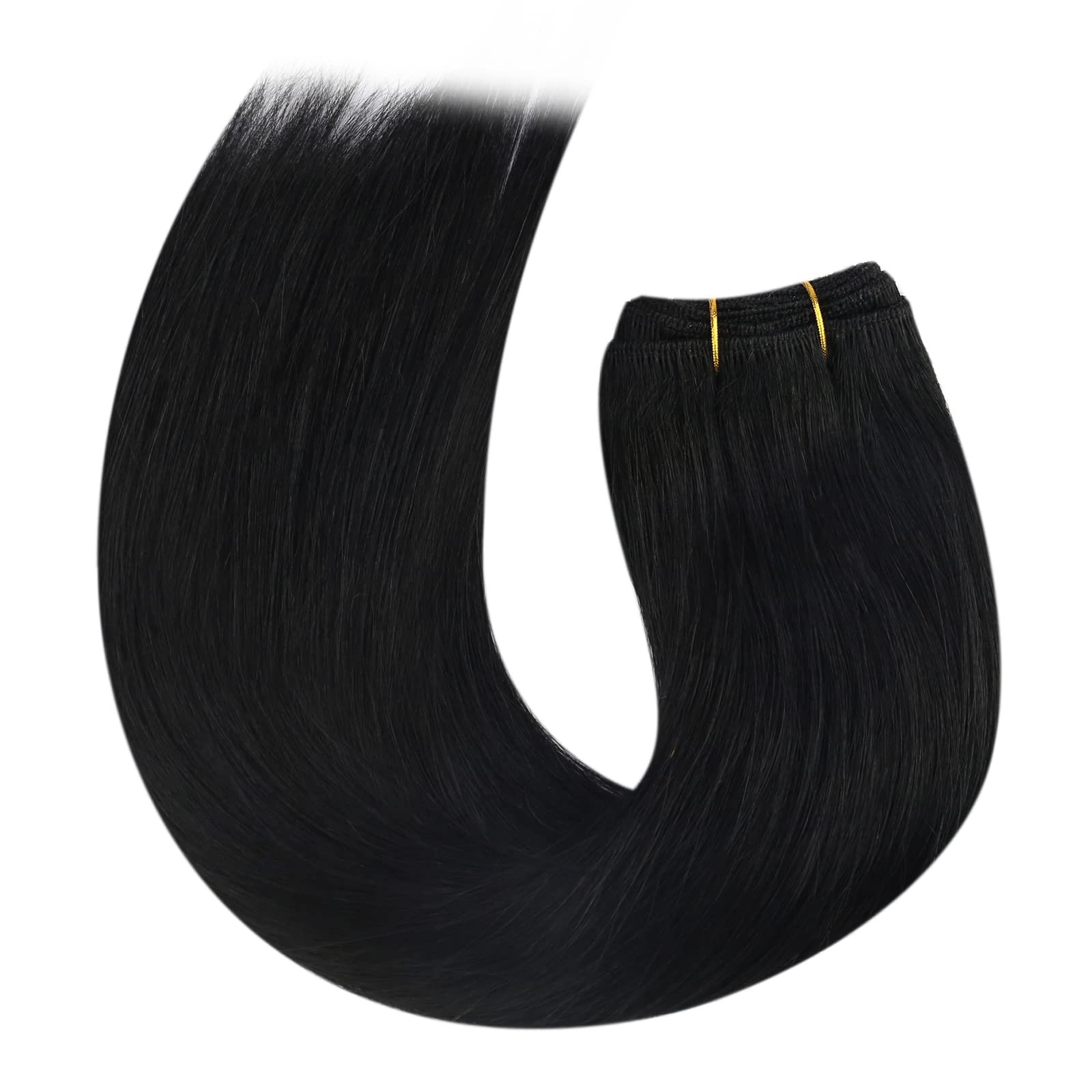 Moresoo Black Hair Extensions Weft Remy Human Hair 18 Inch 120g Double-wefted Sew in Hair Extensions Real Hair Jet Black for Women #1 — view 9