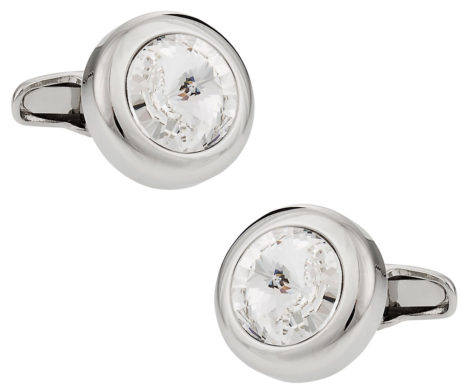 Cuff-Daddy Crystal Solitaire Cufflinks in Clear