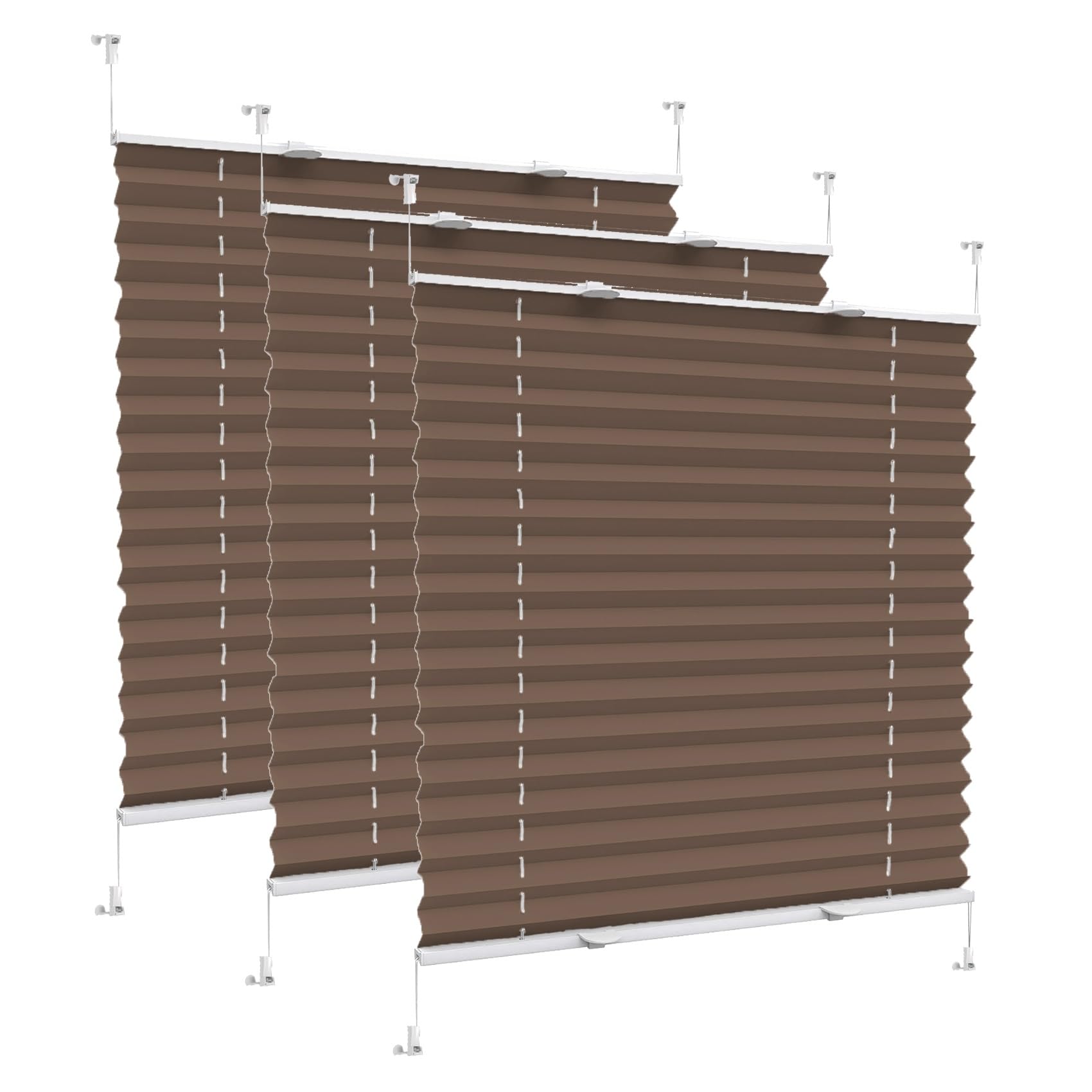 Pleated Blinds, 90 x 130 cm Light Filtering, Privacy Protection, Blackout Pleated Blind, Includes All Assembly Parts, for Bedroom Bathroom Kitchen, Taupe