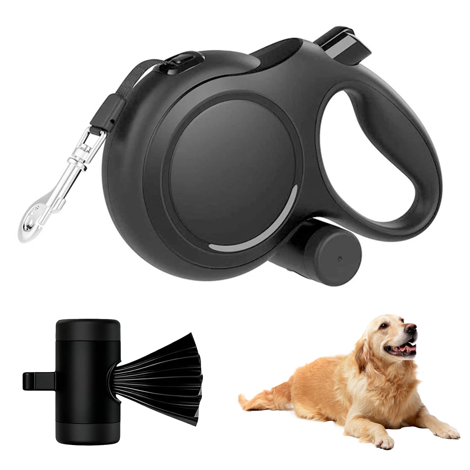 Laisse Chien Enrouleur 8m avec Bouton Stop, pour Chiens jusqu'à 50kg, pour Gros Chiens Chat, Système de Freinage, Poignée Anti-Dérapante et Anneau Anti-Enroulement, Laisse Rétractable
