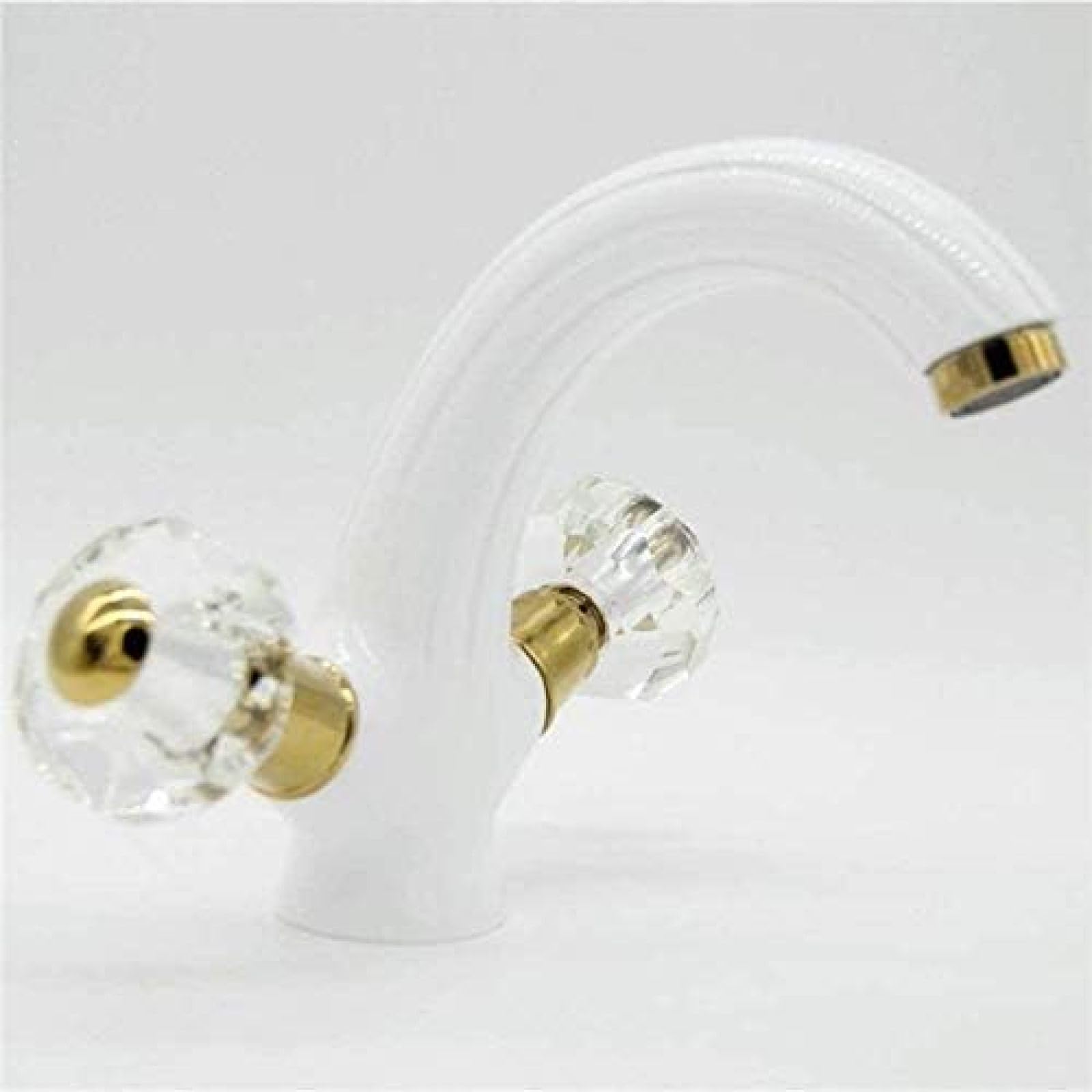 Robinet de lavabo blanc double main avec contrôle précis du débit d'eau - 7