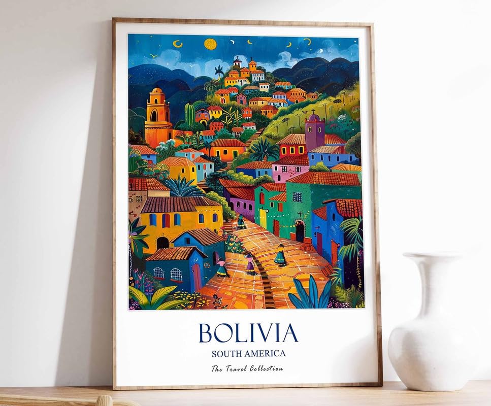 Affiche Bolivie en toile A0 grand format poster voyage latin et déco tropicale botanique