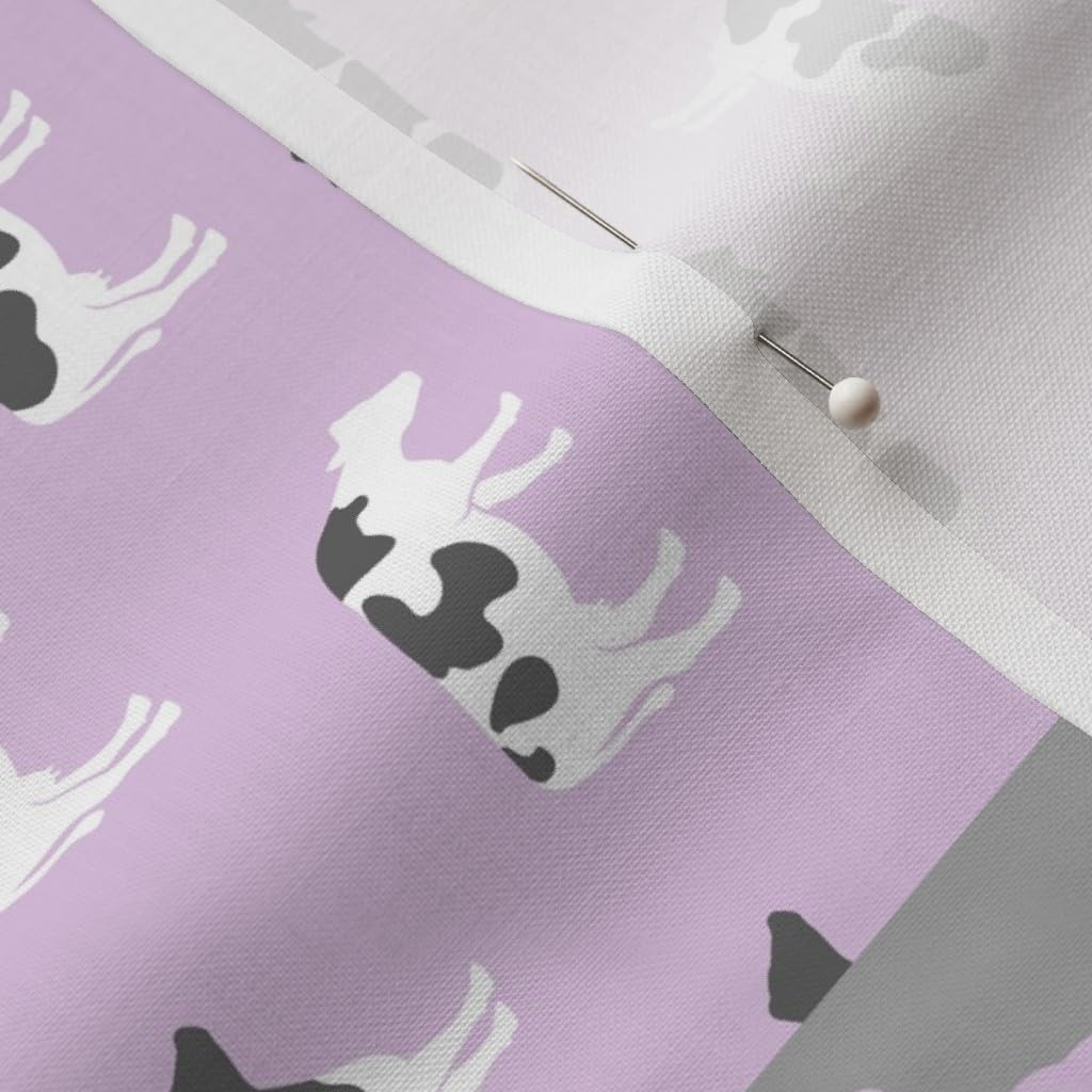 Spoonflower Fabric - Farm Life Wholecloth Purple Plaid Grey Girl Cow Little Arrow Trendy Printed on Petal Signature Cotton Fabric by The Yard - Sewing Quilting Apparel Crafts Decor