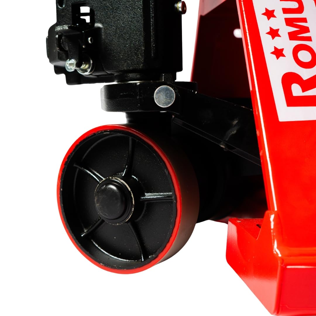 Transpaleta Manual ROMUX Industrial 3000 Kg / 3 Toneladas - Agarre Ergonómico - Ruedas de Poliuretano (PU) Silenciosas - Horquilla 550x1150 mm - Ideal para Almacén, Logística y Carga Pesada (Rojo)