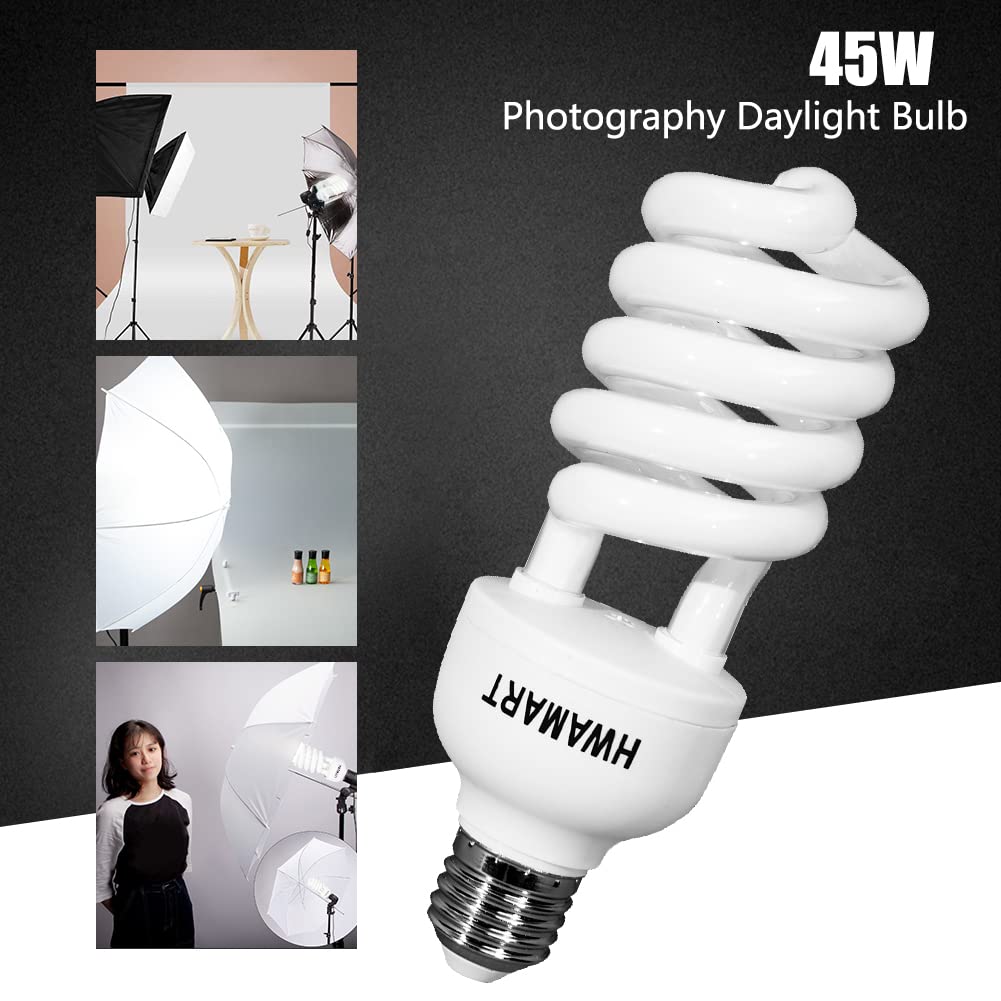 STUDIO 2 x E27 5500K 45W Estudio de la Foto del Bulbo de vídeo Fotografía de luz Luz Diurna de la lámpara E27 Bombilla de 45W